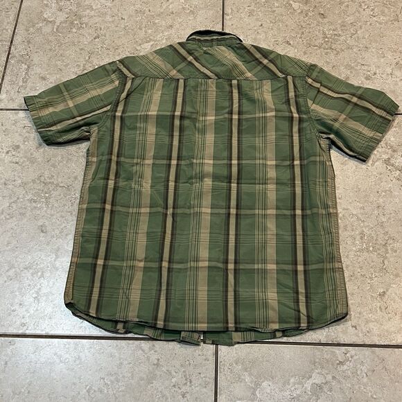 Smiths Workwear Shirt Men Medium Green Plaid Short Sleeve Button Up Casual Adult - Picture 3 of 4
